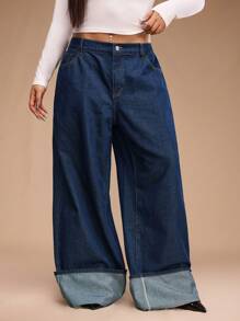 Forever 21 大码春夏女装高腰/阔腿/直筒/情人节/休闲/复古/节日/乡村音乐会/早午餐/返校节/复活节/宾客/茶会/基本款/音乐会女装/舞会/婚礼/狂欢节/正式/女牛仔/西部/鸡尾酒会/俱乐部/春季服装/生日/可爱/优雅/外出/度假/办公室/机场/ 2000 年代风格/街头风格牛仔裤 - 藍色 - 查看 1