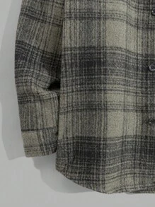 RueChic Herren Knopffront Langarm karierter Lässig Shacket, für den täglichen Gebrauch