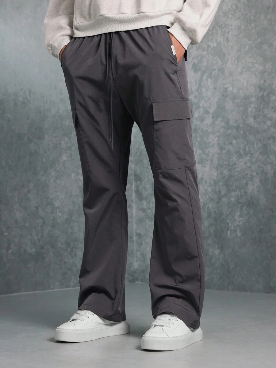 SUMWON Flare Fit Nylon Cargo Pant With Drawstrings | SHEIN USA