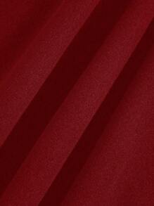 SHEIN LUNE Plus Size Long Tailored Coat For Women, Solid Color, Winter - Burgundy - View 3