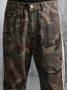 SUMWON 军用工装风格直筒裤，侧条纹设计，战术作战裤，街头时尚，四季耐穿裤，带撞色胶带