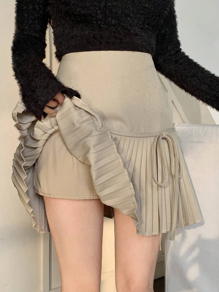 Women Pleated Tie Skirt Fall,Winter