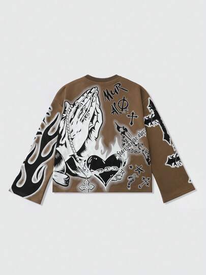 Street Life Men's Loose Boxy Short Length Long Sleeve Sweatshirt