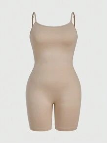 SHEIN EZwear Plus Size Women's Solid Color Casual Cami Romper - Multicolor - View 5