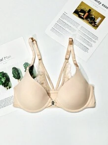 1pc Women Front Closure Wire-Free Bra - Dusty Pink - View 4