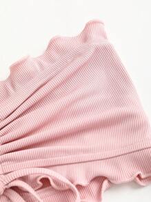 SHEIN Unity Top bandeau texturizado de estilo Y2K con volantes, cordón ajustable y rosa - Rosa - Ver 4