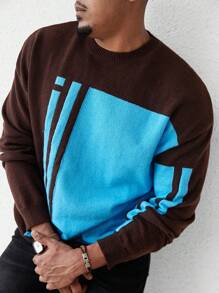 Manfinity Homme Men's Crew Neck Simple Casual Everyday Sweater - Brown - View 4