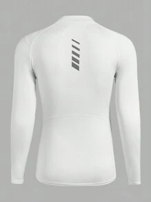 Manfinity Sport Corelite 男士几何印花插肩袖休闲运动 T 恤 - 白色 - 查看 1