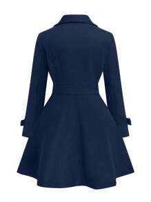 Flirla Plus Size Solid Color Front Button Long Sleeve Casual Jacket