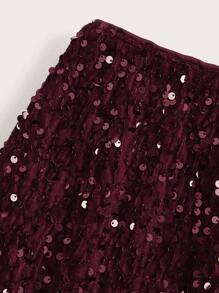 SHEIN Clasi Fashionable Shiny Sequin Solid Color Bodycon Mini Skirt