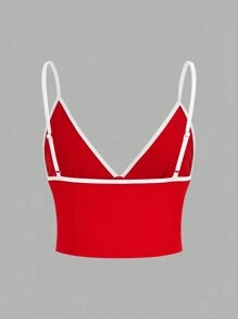 SHEIN ICON Fitted Contrast Trim Bow Decor Casual Tank Top