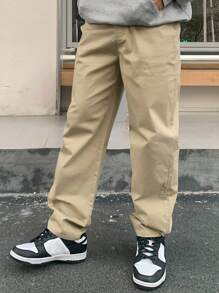 DAZY Men's Plain Basic Slim Straight Casual Pants Business Attire - Khaki - View 5