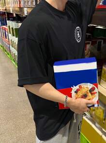 DAZY Letter Print Black Round Neck Short Sleeve T-Shirt For Men - Black - View 2