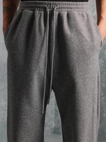 SUMWON Premium Essential Drop Crotch Winter Jogger Sweatpants Wool-Blend Athleisure Loungewear Athletic Comfort Fit Sport Training Exercise Running Gym Daily Casual Wear - Grey - View 7