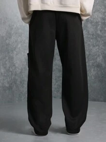 SUMWON Athletic Skater Fit Sweatpants With Side Stripes, Tapered Leg, Elastic Cuffs, Premium Fleece Jogger Pants For Sports, Streetwear, Loungewear, Autumn Winter Comfort - Black - View 6