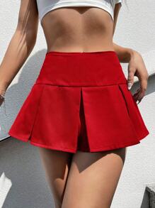 SHEIN EZwear Zomerrok met brede tailleband en plooidetail