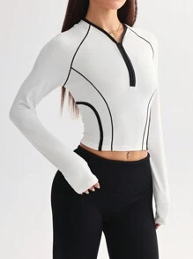 SHEIN Sport Studio Yoga Sports Cycling Slim Fit Half Zip Hoodie