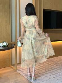 DAZY Vestido Midi Floral Miúdo Feminino, Primavera/Outono, Vestido de Manga Longa para o Dia dos Namorados - Multicolorido - Visão 6