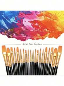 SHEIN Set da 10 pennelli per pittura ad acquerello in nylon nero, set per imparare a dipingere ad olio e acrilico, forniture per l'arte, regalo per l'anno nuovo, regalo per studenti e ufficio. Pennelli per artisti per corpo, viso, roccia e tela, forniture per la pittura e l'artigianato artistico per studenti e adulti, vernice, pennelli, forniture per la pittura, articoli per le arti e i mestieri, ritorno a scuola, forniture scolastiche