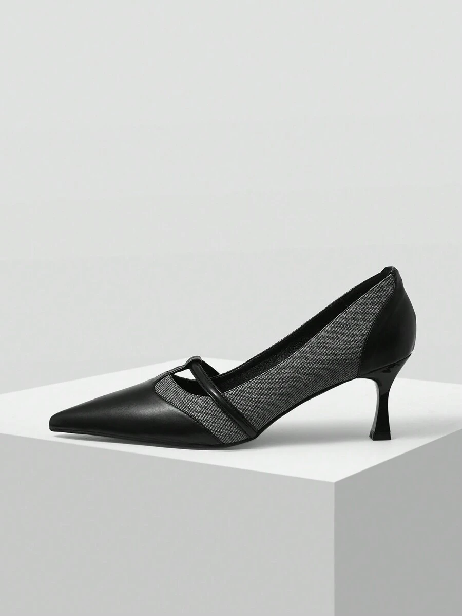 MOTF PREMIUM BLACK POINTED TOE HIGH HEELS - Black - View 2