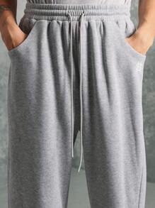 SUMWON Set sport fără mâneci supradimensionat, pantaloni de trening cu nervuri la gleznă, lenjerie de casă, sport, sport, sport, set de două piese