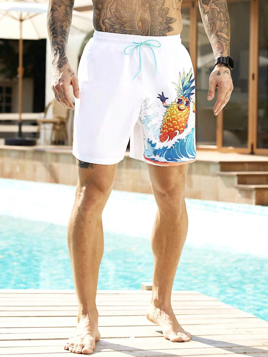 Surfspeed Pantalones cortos de playa casuales y de diseño minimalista para hombres, para uso diario - Blanco - Ver 1