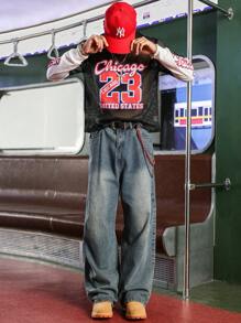 PAVTROS 女士字母印花宽松连帽棒球运动衫，网眼面料