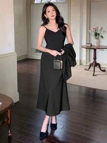 DAZY Women's Minimalist Suit Set, Suitable For Spring/Summer, Valentine's Day Work Women Clothes Business Attire - Black - View 7