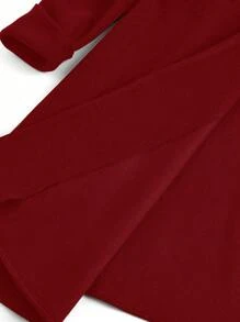 SHEIN LUNE Plus Size Long Tailored Coat For Women, Solid Color, Winter - Burgundy - View 6