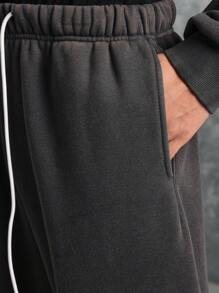 SUMWON Premium Drop Crotch Jogger Sweatpants With Star Detail, Elastic Ankle Cuffs And Drawstring Waist, Athleisure Streetwear For Urban Fashion, Fall Winter Comfort Wear