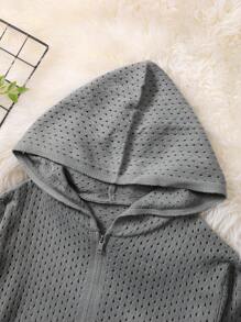 Claim Dot Áo hoodie dài tay thường ngày khóa kéo phía trước màu trơn cho nam - Xám - Xem 3