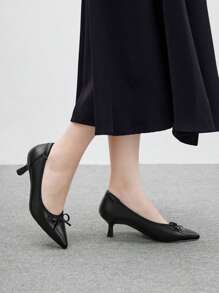 CUCCOO BIZCHIC Giày cao gót mũi nhọn màu đen thanh lịch thoải mái, phù hợp để đi làm đi chơi - màu đen - Xem 4