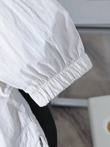 SHEIN فستان كاجوال بغطاء رأس مطبوع عليه أحرف للفتاة الصغيرة، خفيف الوزن ومريح، متعدد الاستخدامات - رمادي فاتح - مشاهدة 6
