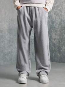 SUMWON Set sport fără mâneci supradimensionat, pantaloni de trening cu nervuri la gleznă, lenjerie de casă, sport, sport, sport, set de două piese