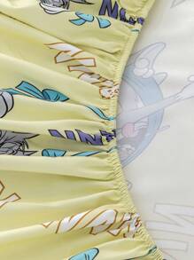 TOM & JERRY X SHEIN Full Coverage Light Yellow Fitted Sheet
