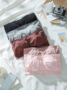 5pcs Seamless Wireless Bras For Women, Cupless - Multicolor - View 3