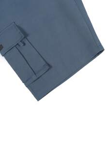 Manfinity Homme 男士宽松抽绳腰部翻盖口袋工装短裤，夏季街头服饰 - 霧霾藍 - 查看 6