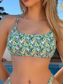 SHEIN Swim Bộ bikini 2 mảnh họa tiết hoa cổ điển dành cho nữ, mùa hè - Nhiều màu - Xem 3