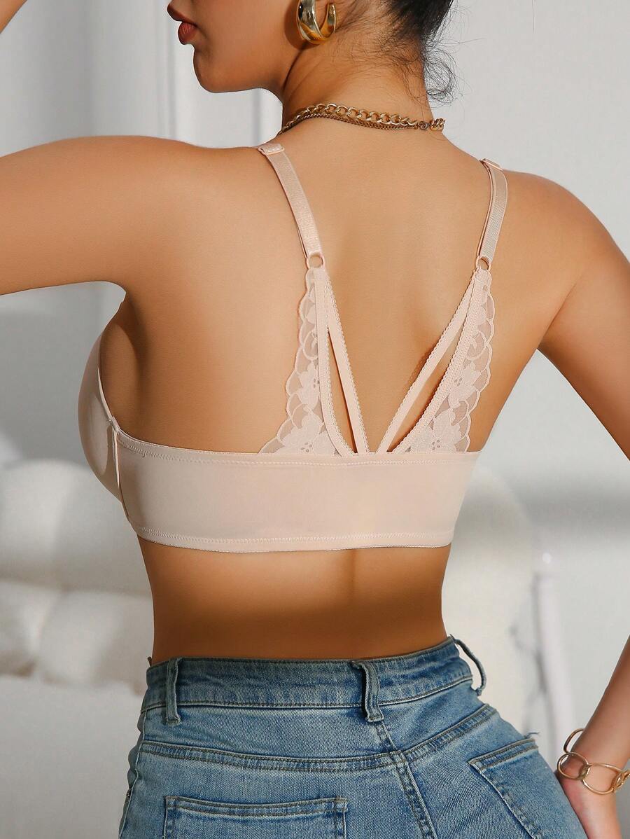 1pc Women Front Closure Wire-Free Bra - Dusty Pink - View 1