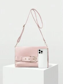 MOTF PREMIUM WOMEN SIMPLE BUCKLE DETAIL CLUTCH BAG, VALENTINES - Pink - View 2