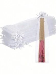 10/20/30/50/100pcs Drawstring Organza Gift Bag For Folding Hand Fan Storage, Pouches Tulle Bags,Rectangular Gift Bag, Craft Wrapping Bags Party Wedding Favor;Birthday Present,Kraft Paper Bags,First Birthday,Pink Christmas Wrapping Paper,Gift Box Small, Gift Bag(White)