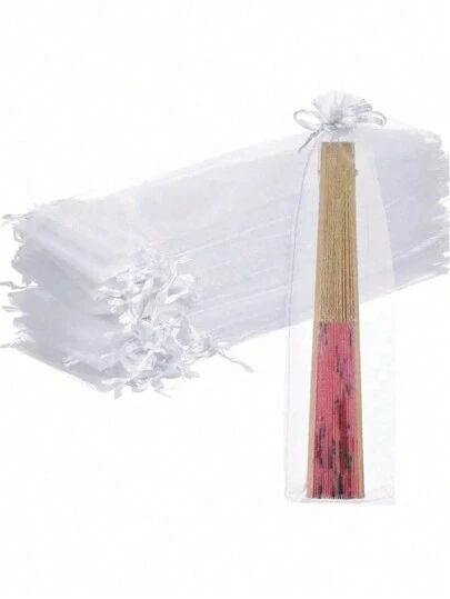 10/20/30/50/100pcs Drawstring Organza Gift Bag For Folding Hand Fan Storage, Pouches Tulle Bags,Rectangular Gift Bag, Craft Wrapping Bags Party Wedding Favor;Birthday Present,Kraft Paper Bags,First Birthday,Pink Christmas Wrapping Paper,Gift Box Small, Gift Bag(White)