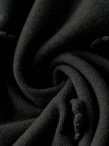 SHEIN Unity 大码女式优雅纯色花卉浪漫针织秋冬连衣裙 - 黑色 - 查看 5