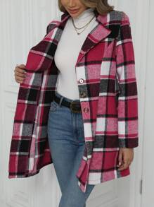 Chiquease Women's Button Front Long Sleeve Plaid Casual Jacket, Minimalist Style For Everyday Wear Fall Cloth For Women - Multicolor - View 6