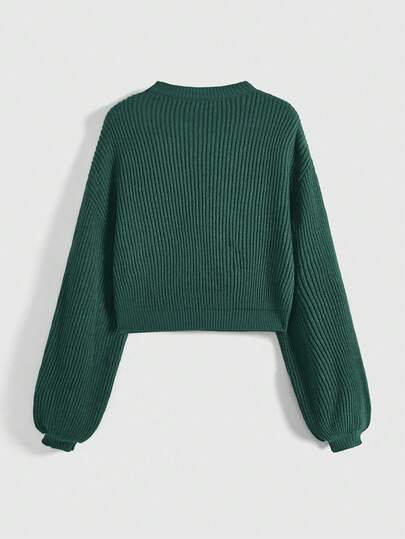 Fairycore Femme Pull Décontracté à Col Rond à Manches Longues avec Broderie Florale