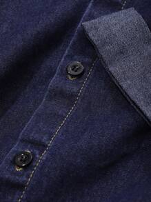 DAZY Women's Casual Denim Shirt & Skirt Suit, Simple & Fashionable For Everyday Wear - Dark Wash - View 7