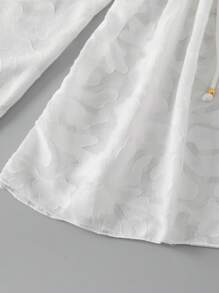 Swim Vcay Summer Outfits For Women Women's Drawstring Waist Long Sleeve Cover-Up Wedding,Summer Beach - White - View 5