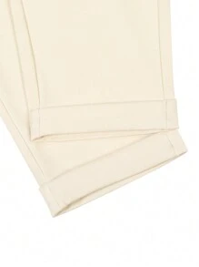 Calvornis Manfinity Bizformal 男士直筒休闲裤，复古英伦风百搭裤，男友礼物，情人节男士，白色男士裤子 - 米色 - 查看 6