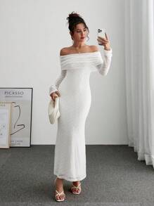 SHEIN Frenchy Robe épaules dénudées de couleur unie pour femmes, simple et tendance, à porter au quotidien