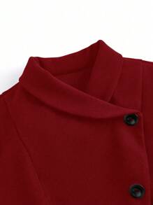 SHEIN LUNE Plus Size Long Tailored Coat For Women, Solid Color, Winter - Burgundy - View 7